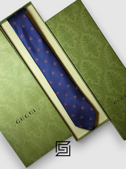 Gucci - Navy Blue Color With Brown Bee Pattern