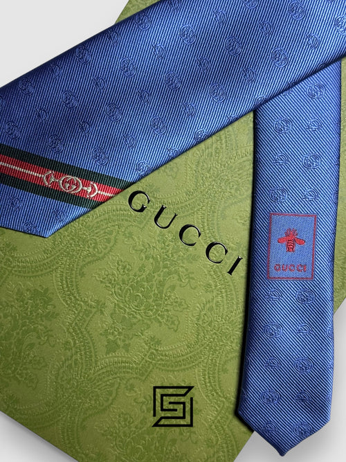 Gucci - Baby Blue Color Engraved G Pattern With Gucci Signature Line