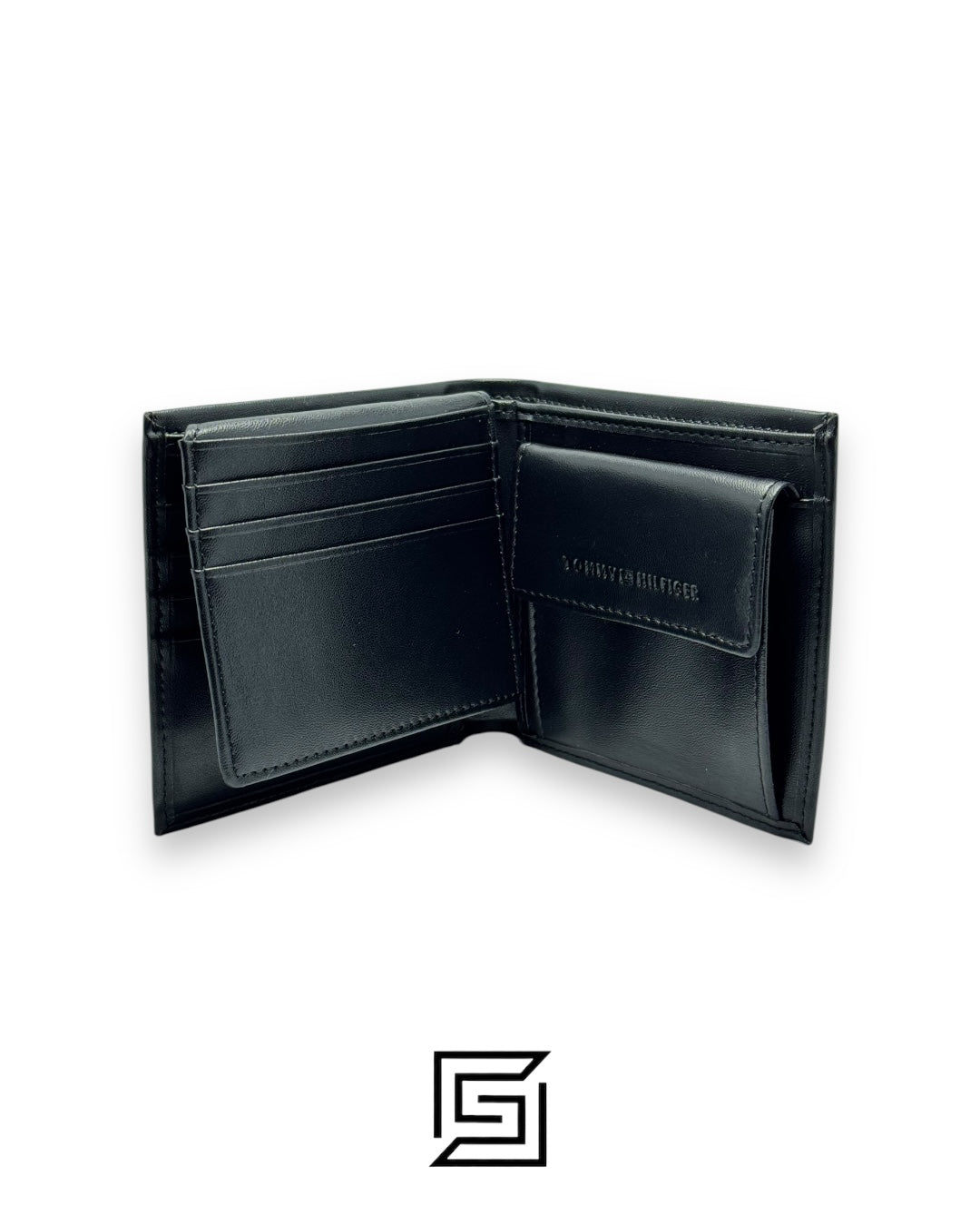 PASSCASE 3 PCS HILFIGER LOGO ON LEATHER With Pen/BLACK