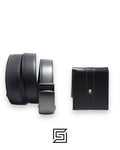 TOMMY SET BELT AND WALLET HILLFIGER HARD LOGO IN MIDDLE BLACK SOLID BELT