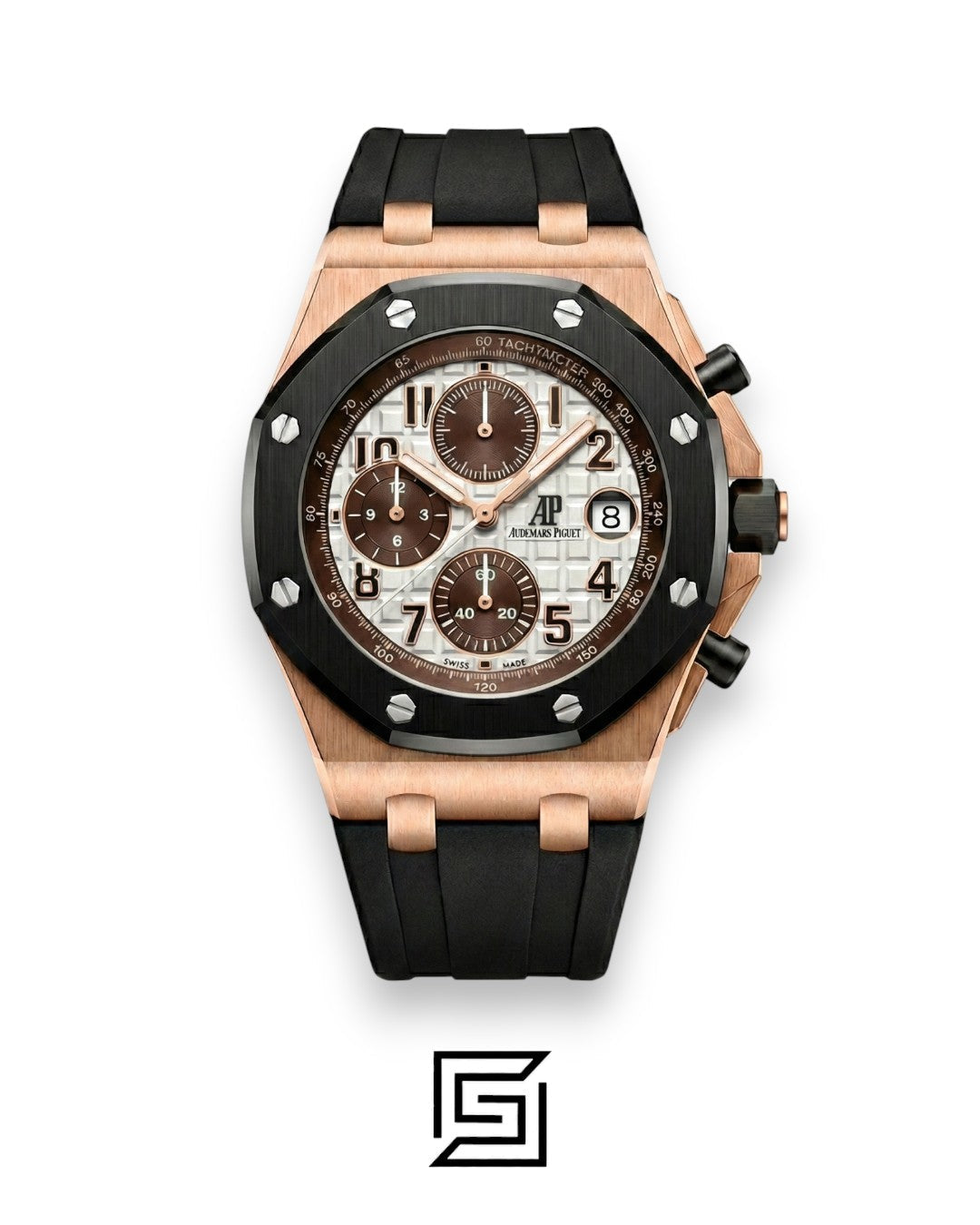Audemars Piguet Royal Oak Offshore Chronograph – Rose Gold & White Dial – Rubber Strap – Japanese Quartz