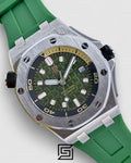 J03168-R AUTOMATIC FLAT-R/GREEN - GREEN- SILVER