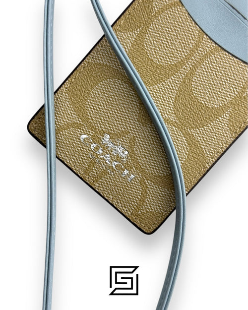 Id Lanyard In Signaure Canvas CZ285 Khaki x Light Blue