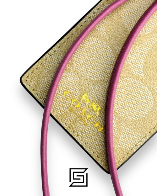 Id Lanyard In Signaure Canvas CZ285 Khaki x Dark Pink