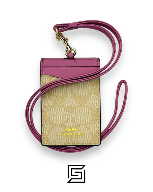 Id Lanyard In Signaure Canvas CZ285 Khaki x Dark Pink