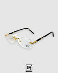 Montblanc MB0476 Rimless Optical Glasses - Gold Metal Frame with Black Temples