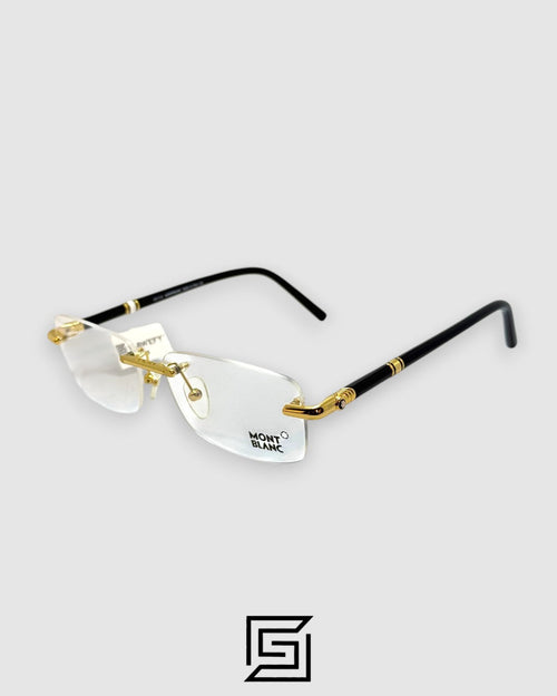 Montblanc MB0476 Rimless Optical Glasses - Gold Metal Frame with Black Temples