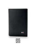 TOMMY SINGLE WALLET TRIFOLD FLAT With Metal Logo/BLACK