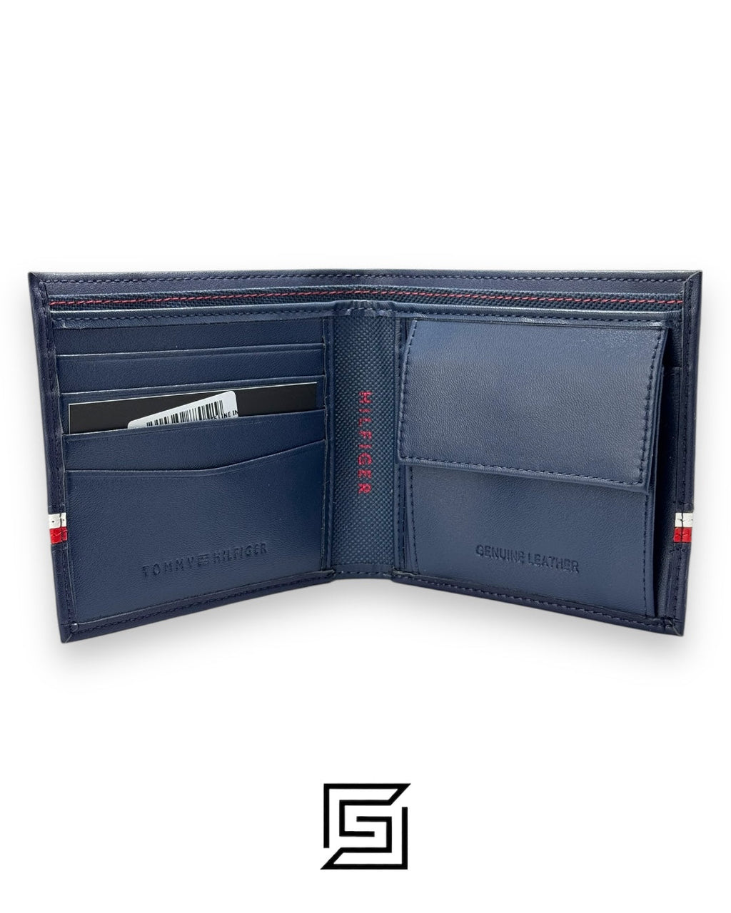 TOMMY SINGLE WALLET WHITE LINE IN MIDDLE/BLUE