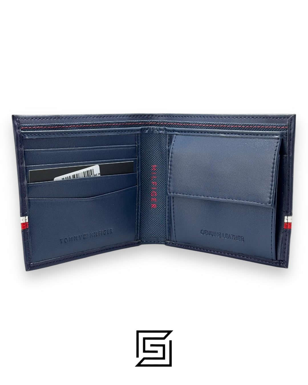 TOMMY SINGLE WALLET WHITE LINE IN MIDDLE/BLUE