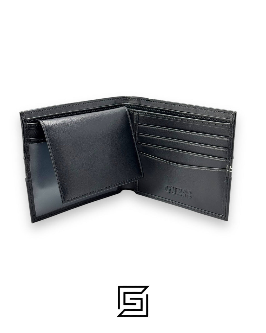 GUESS SINGLE WALLET WITH GUESS LOGO IN MIDDLE/BLACK