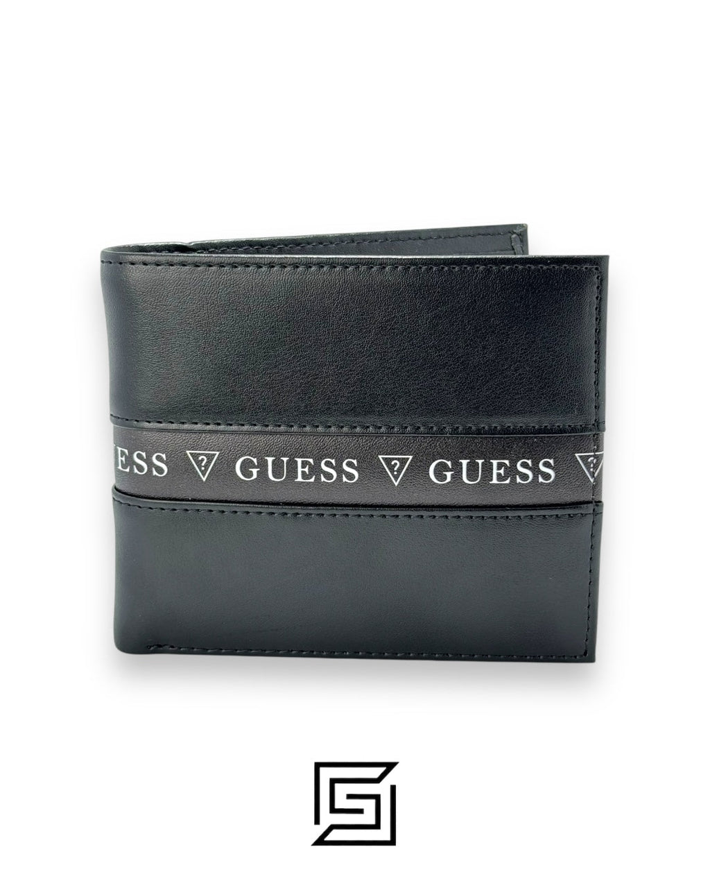 GUESS SINGLE WALLET WITH GUESS LOGO IN MIDDLE/BLACK