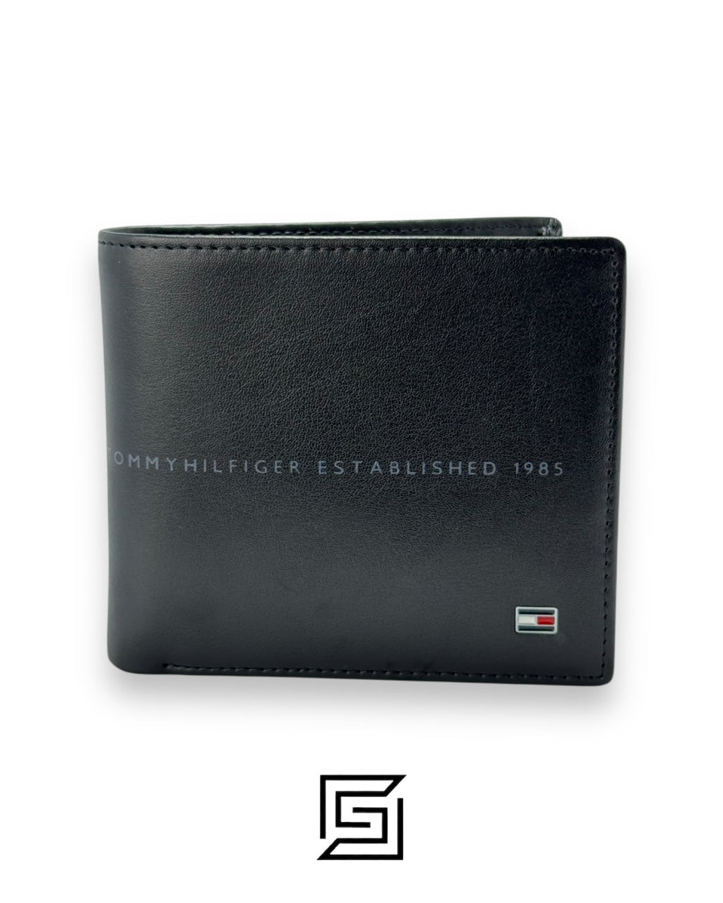 TOMMY SINGLE WALLET SOFT PATTERN GREY LABEL WITH SIGNATURE LOGO/BLACK