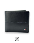 TOMMY SINGLE WALLET SOFT PATTERN GREY LABEL WITH SIGNATURE LOGO/BLACK