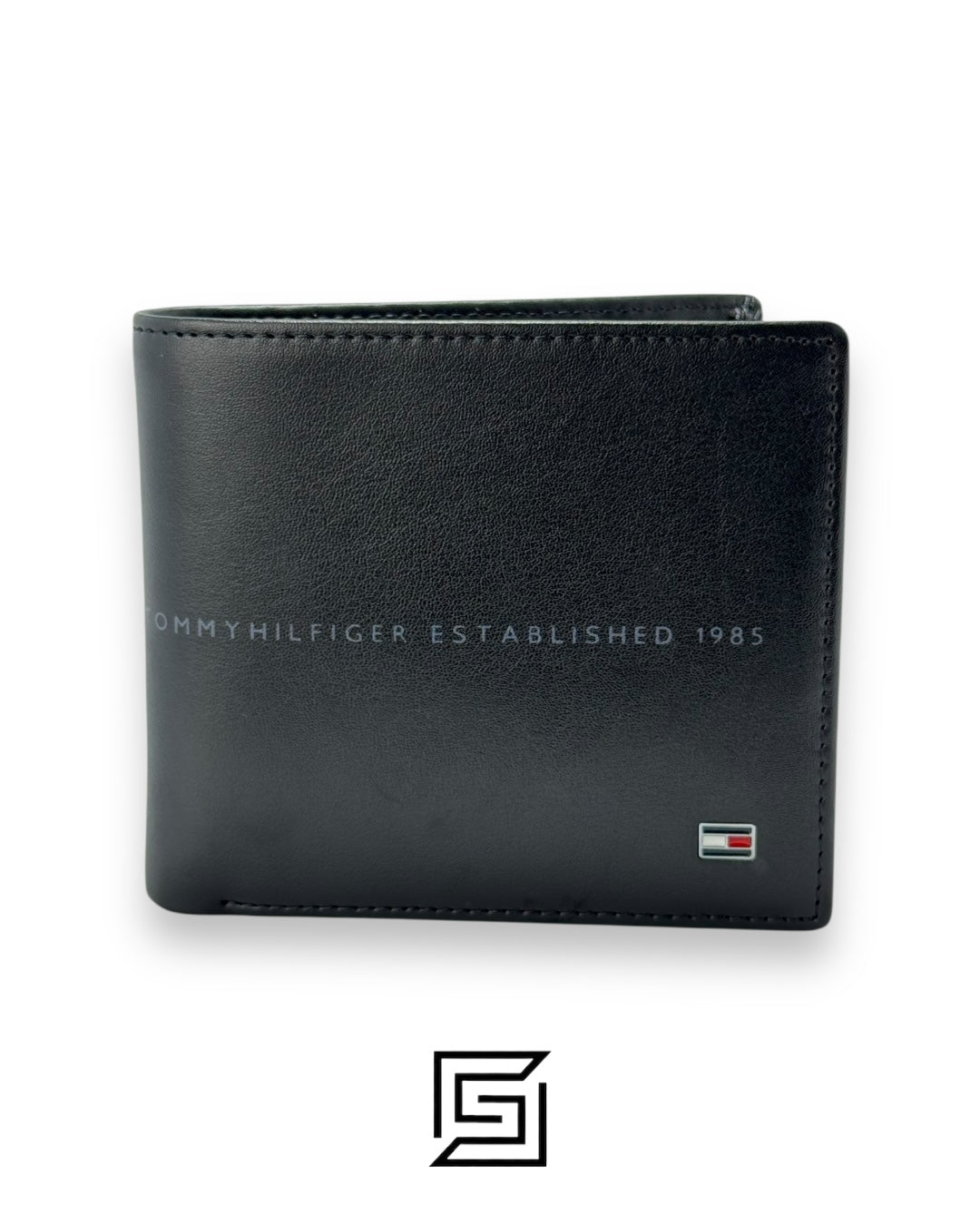 TOMMY SINGLE WALLET SOFT PATTERN GREY LABEL WITH SIGNATURE LOGO/BLACK
