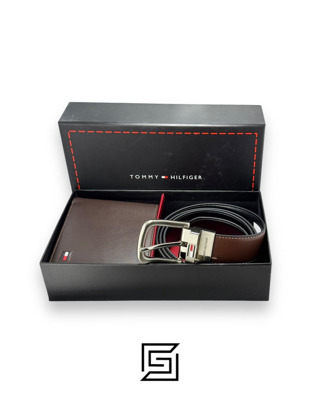SET BELTS AND WALLET BROWN WALLET WITH LOGO ON RIGHT BROWN BELT